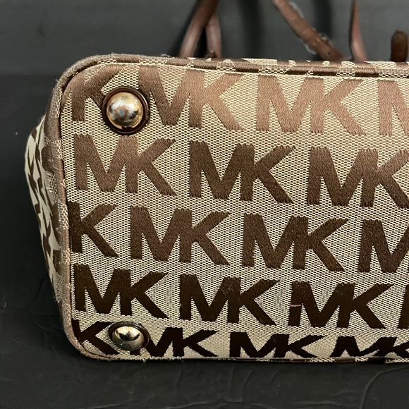 Michael Kors Brown Gold Signature Monogram Jacquard Canvas Tote - Picture 11 of 16